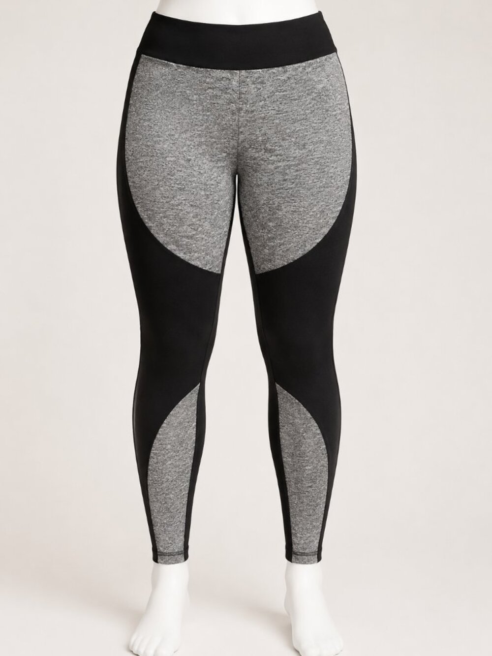 C-Mode Black & Gray Colorblock Athletic Leggings L/XL NWT
